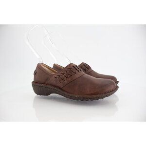 UGG Anila Clog Shoes Women's 6 Brown Leather Shearling Lined Slip On Loafers